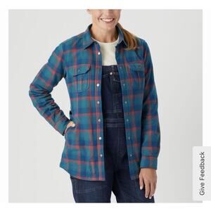 DULUTH TRADING LG FLEECE LINED PLAID FLANNEL SHIRT JACKET SHACKET